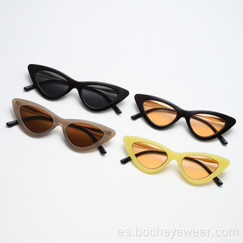 Nuevas gafas de sol de ojo de gato triangulares de metal retro europeas y americanas Gafas de sol de calle de moda para mujer Vidrio de hip hop de cara pequeña